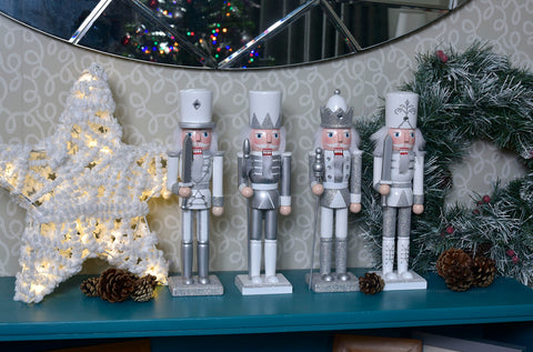 Nutcracker Large - Silver & White (Assorted)